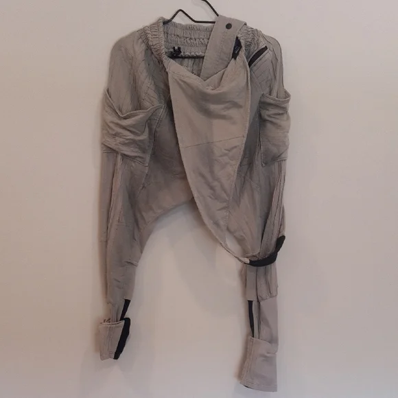 DEMOBAZA Gray/Beige Cargo Pants with Tapered Legs - Picture 3 of 15